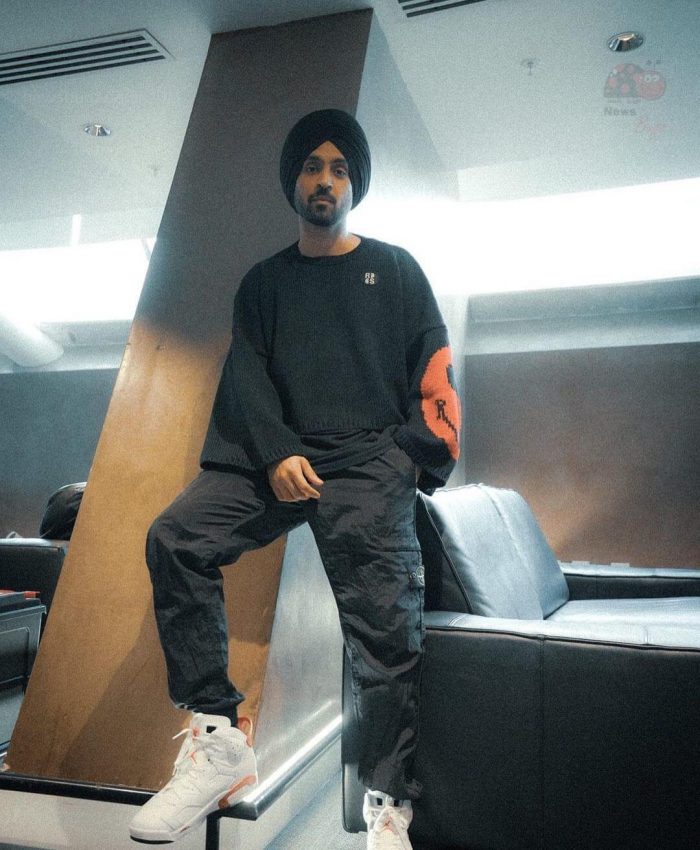 Diljit Dosanjh wearing Amiri Bone Runner. #diljitdosanjh #amiri